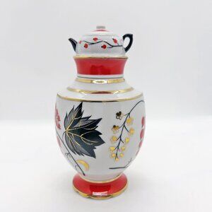 Vintage USSR Lomonosov porcelain hand painted Tea Caddy Jar Red Currant